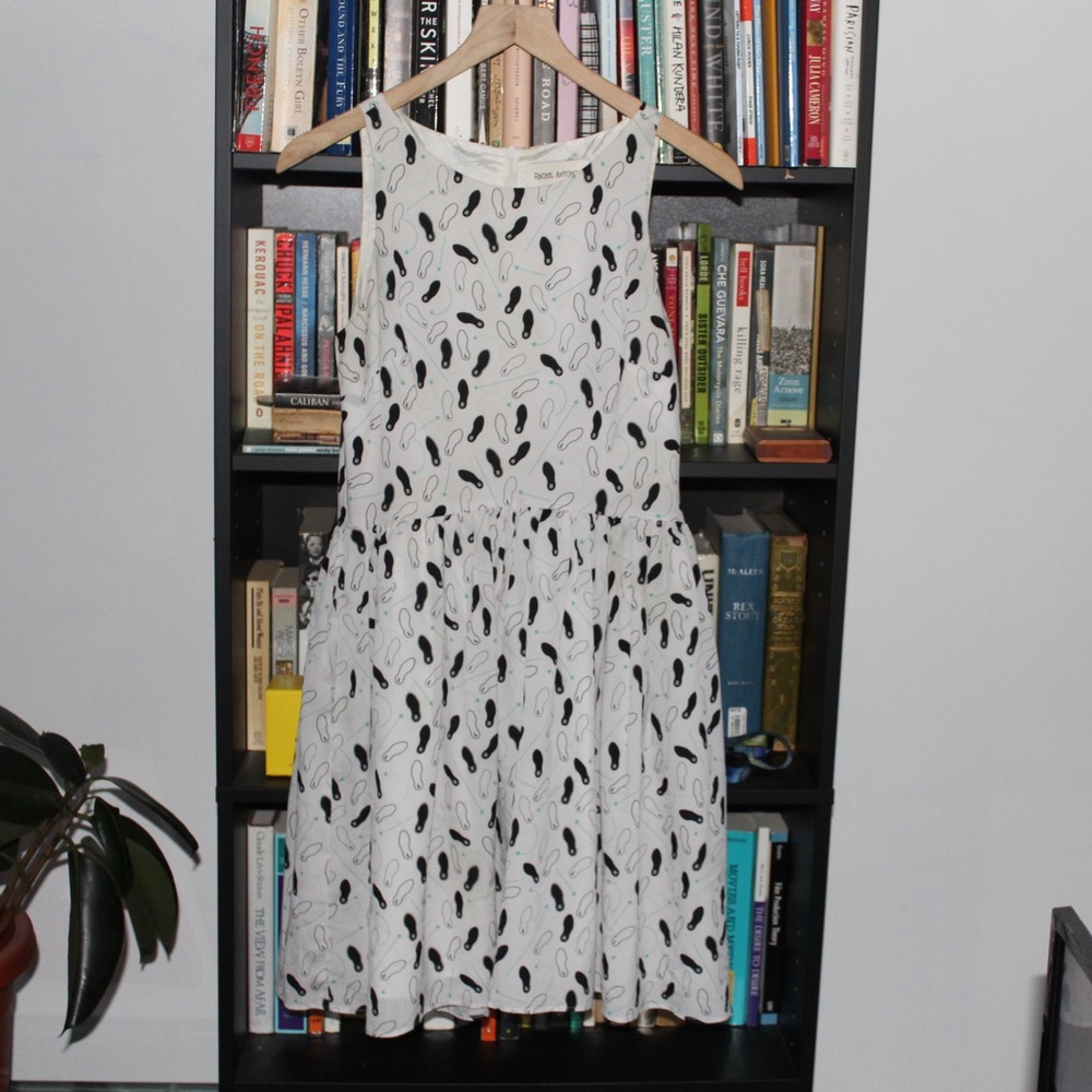 White Rachel Antanoff Mini Dress with Shoe Print Design